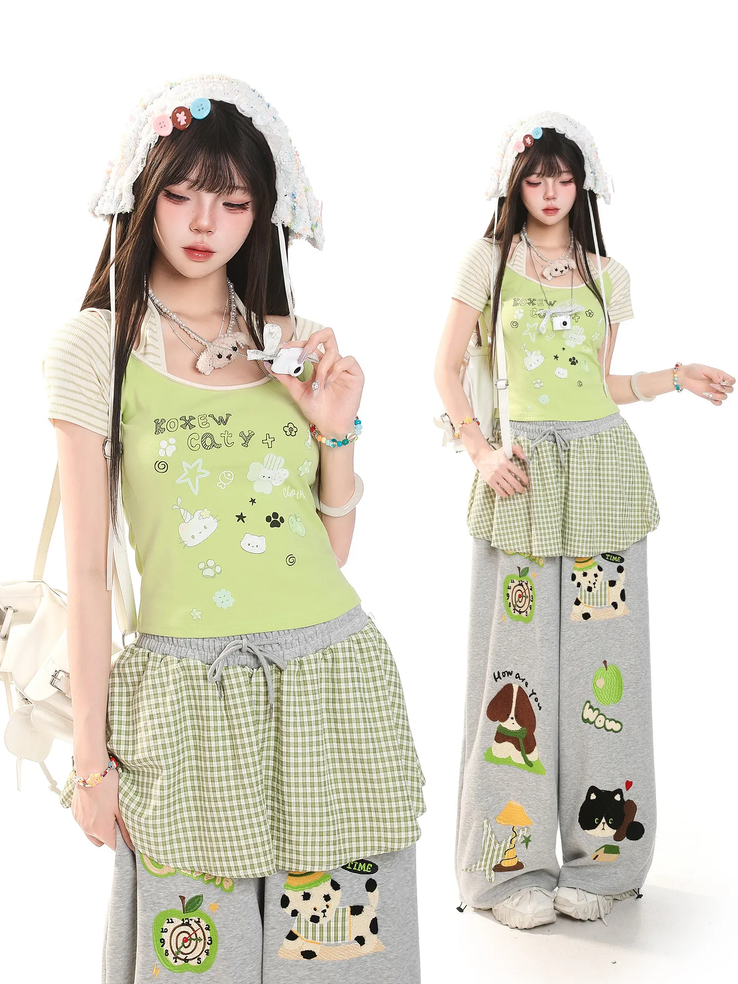 Cute Cartoon Print Short Sleeve T-Shirt Women's Summer Slimming Waist Cinched Youthful Versatile Super Pretty Short Top