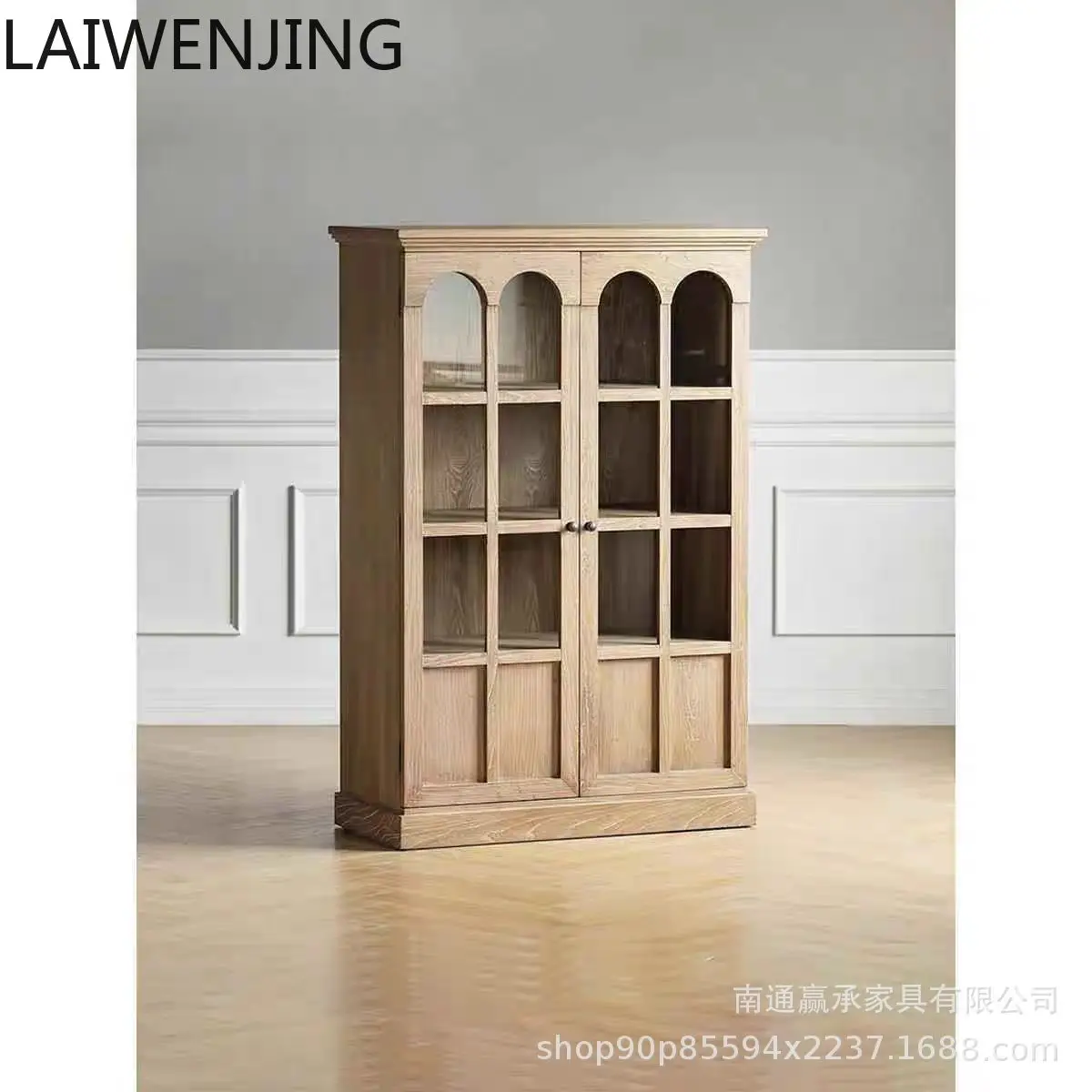 

MJY American Furniture Double Door Side Cabinet Solid Wood Wine Cabinet Retro Locker