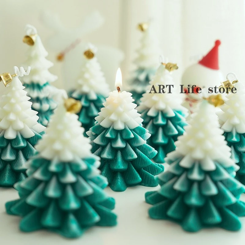 Tower Christmas Tree Silicone Candle Mold Christmas Atmosphere Decorative Crafts Resin Plaster Mold Diy Soap Making Holiday Gift