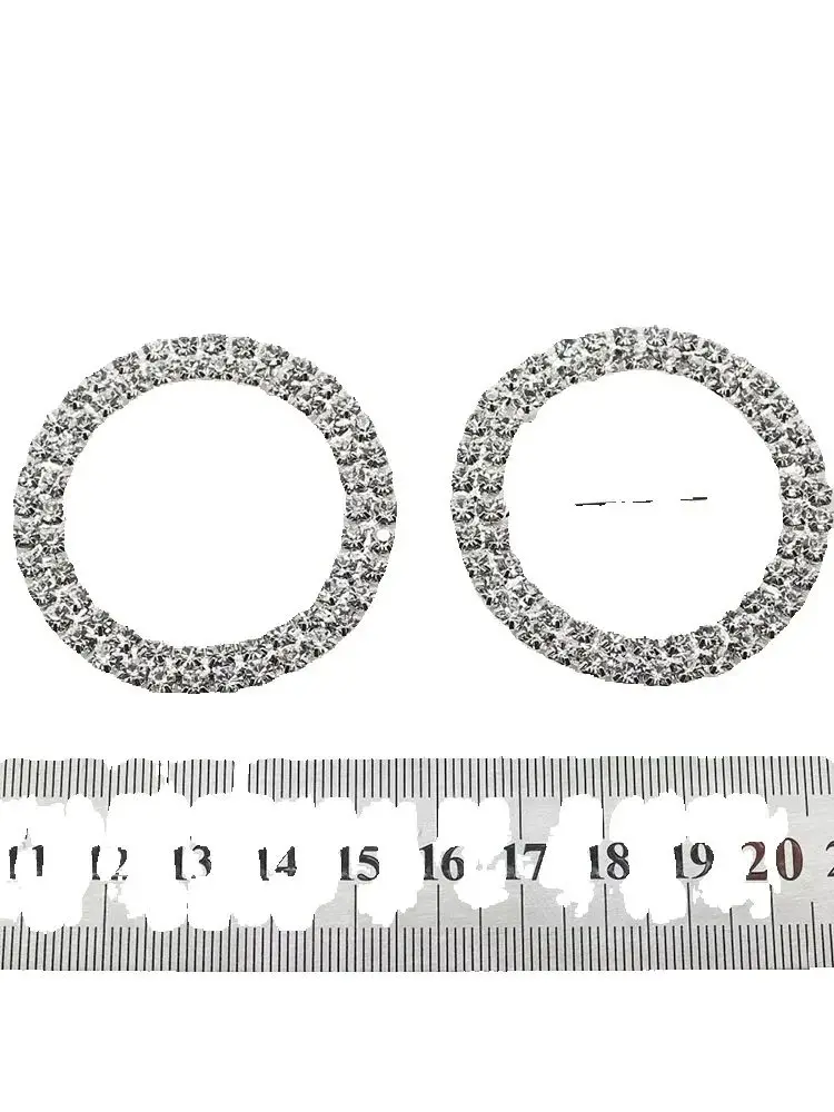 5 sztuk/lor 50MM podwójny kryształ górski okrągłe metalowe klamry z płaskim tyłem do butów damski pasek dziewczyna ubrania akcesoria Craft wstążka