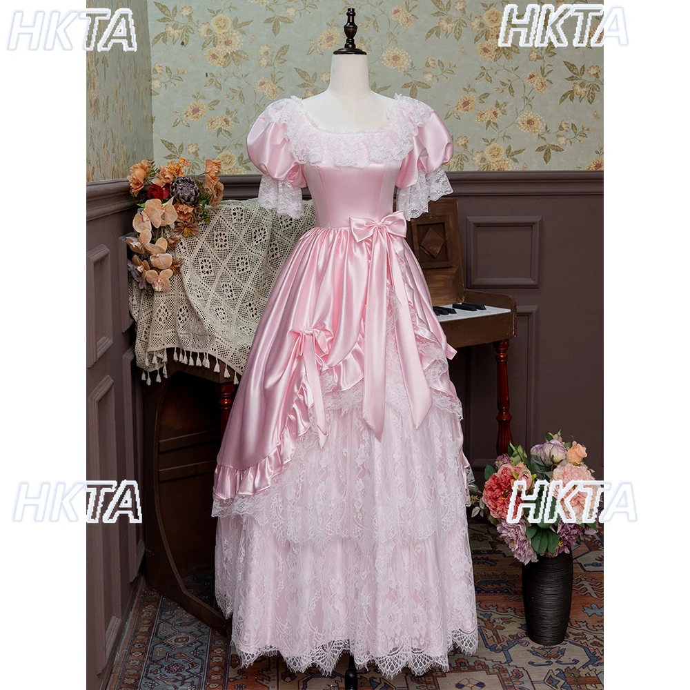 스위트 버블 보우 반팔 하이웨이스트 레이스 보우 웨딩드레스 신부 고급 롱 생일 연회 공주 드레스 여성용