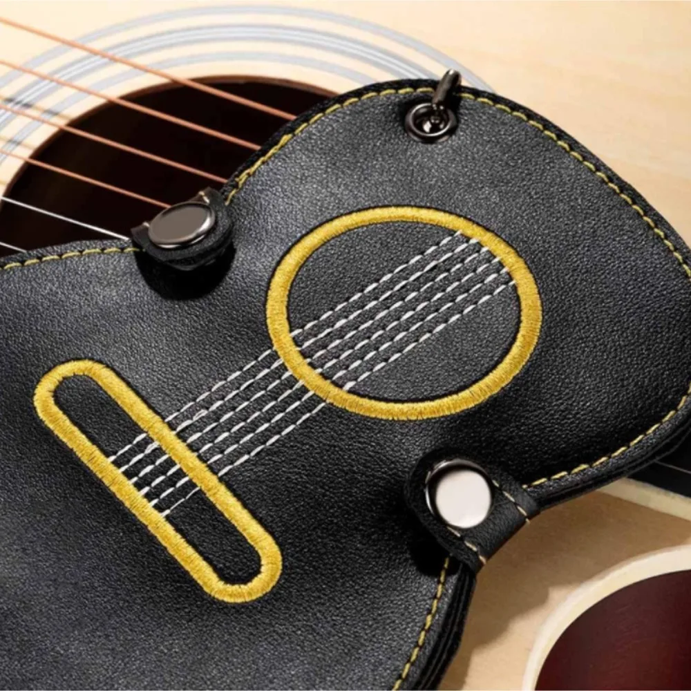 Large Capacity Guitar Pick Holder Case Simplicity Durable Guitar Plectrums Bag Senior PU Guitar Pick Clip Electric