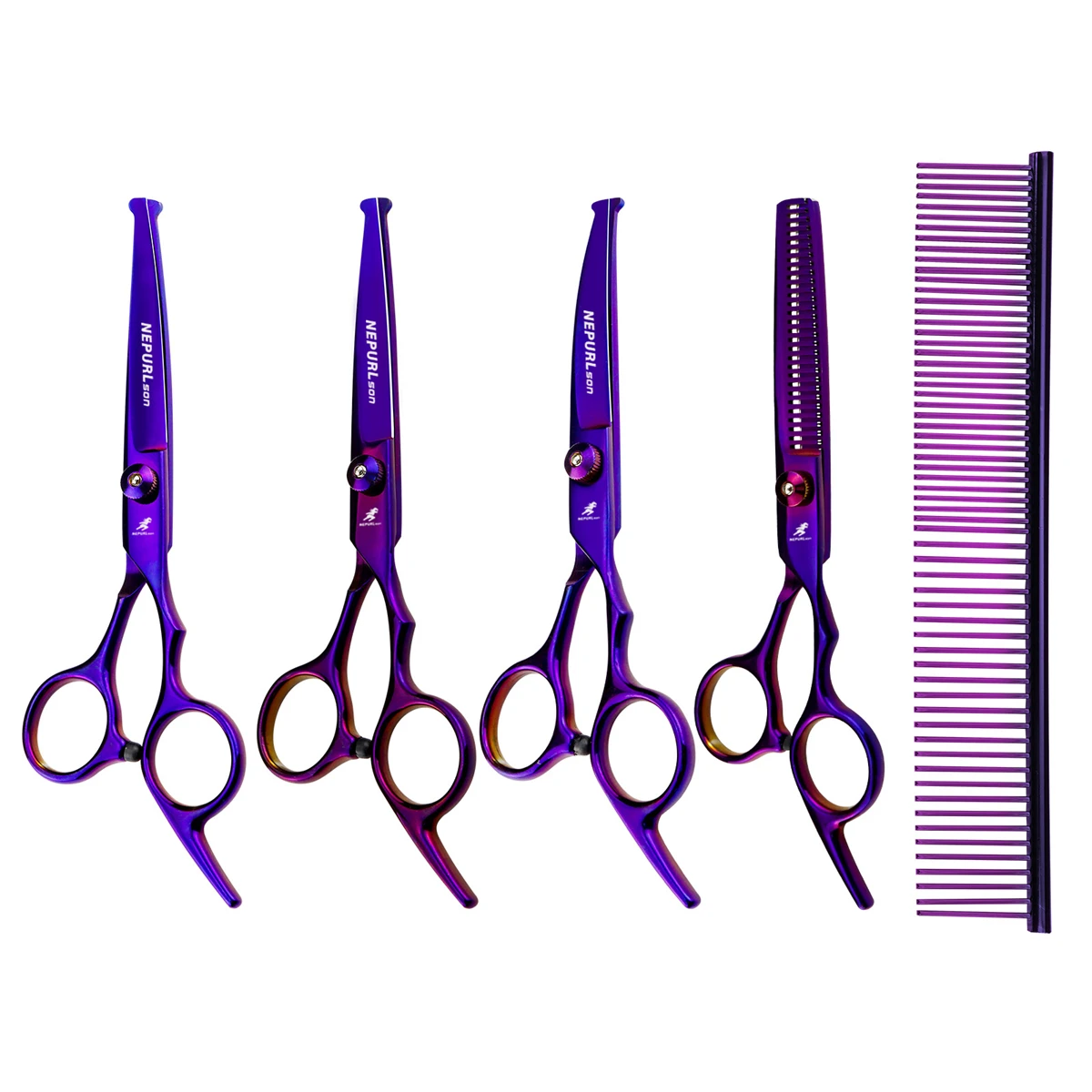 

Dog Grooming Scissors Round Tip Japan Stainless Purple Straight Shears Pet Thinning Shears Curved Scissors Dropshipping 276#