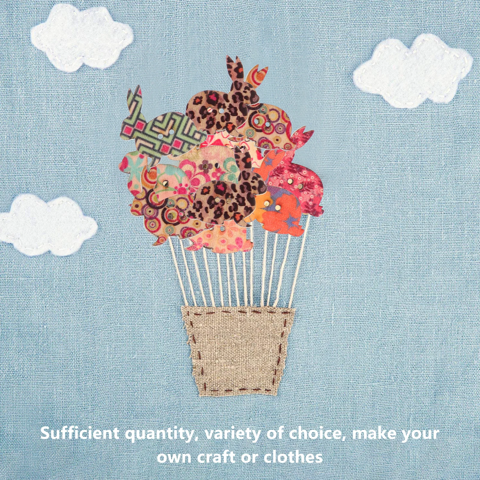 

100Pcs Wooden Rabbit Buttons Bunny Shape Two Holes DIY Sewing Buttons for Crafts Knitting Scrapbooking Easter Decoration