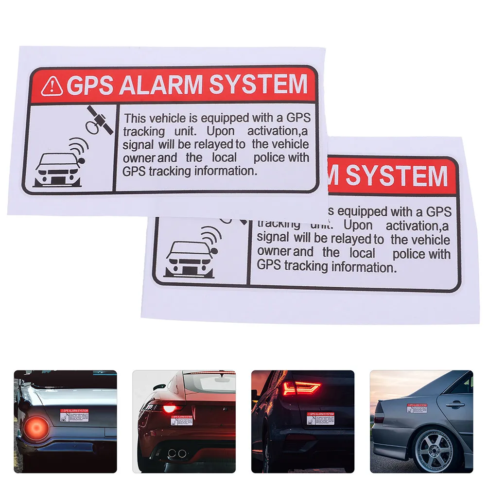 2Pcs Car Warning Decals High Adhesion Alarm System Sticker Vehicle Security Anti Theft Waterproof Self Adhesive Car Stickers