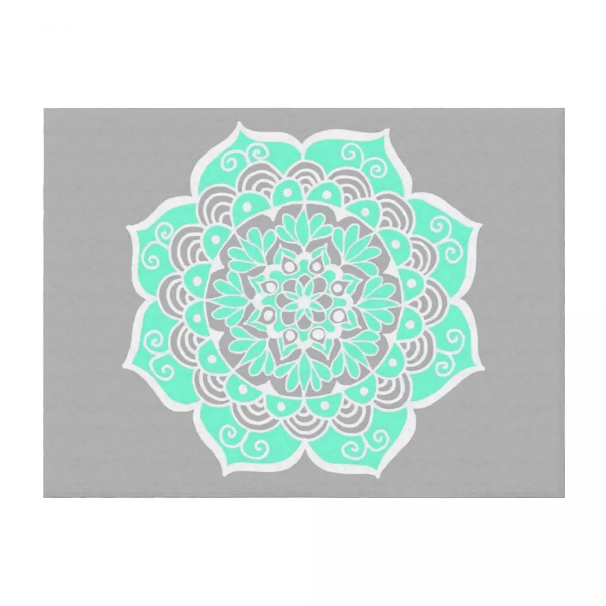 

Turquoise and Grey Mandala Throw Blanket Designers Decorative Sofa Luxury Moving Blankets