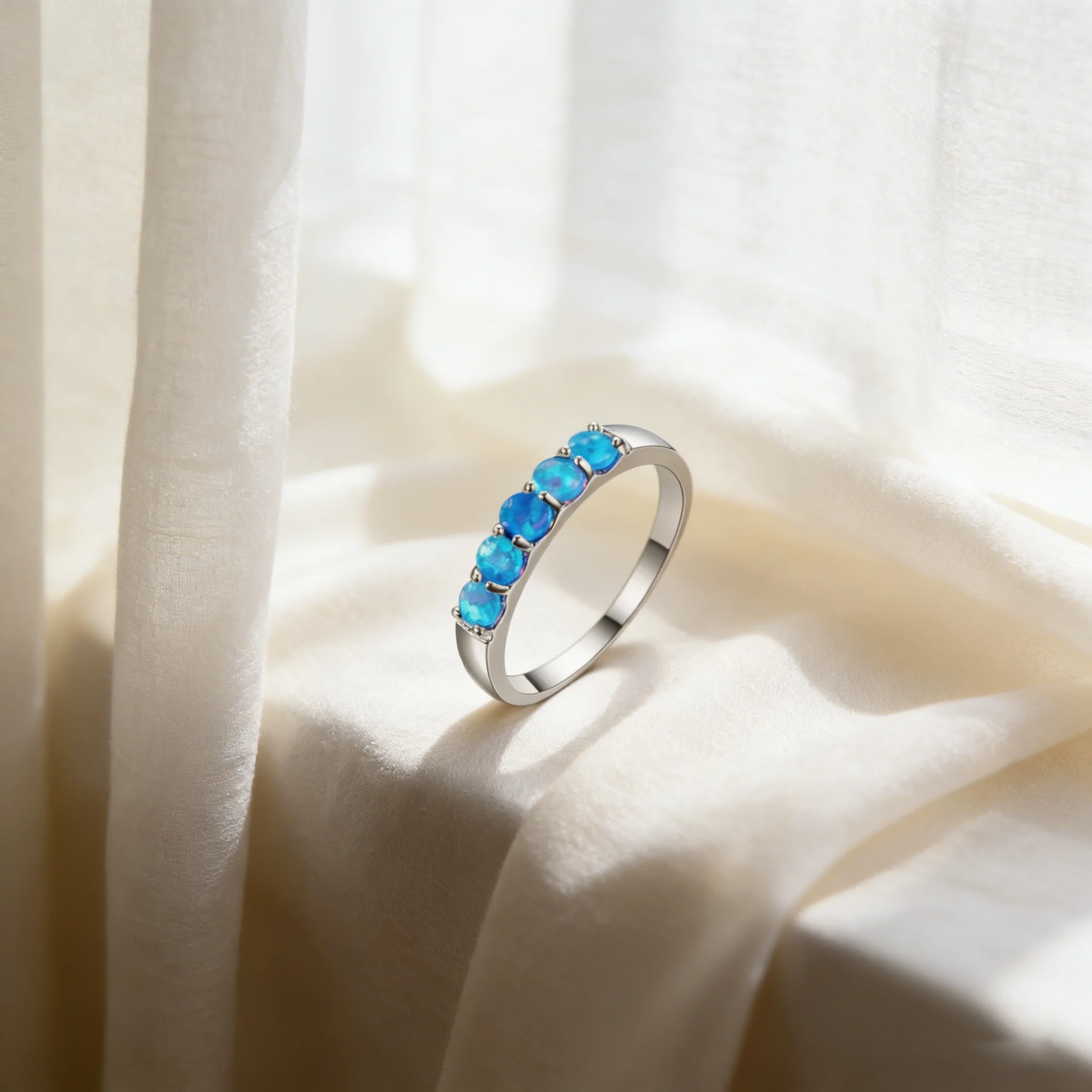 New design blue fire opal Women\'s Rings Anti Allergy Elegant Jewelry perfect birthday and anniversary Dating gifts for women