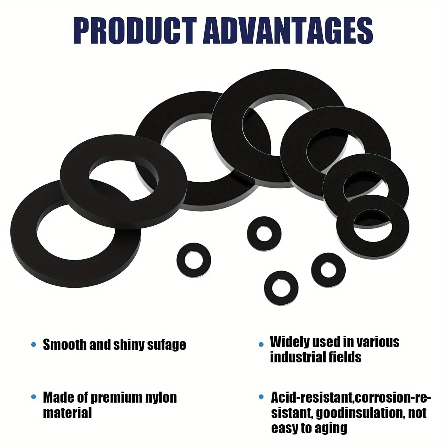 500/250 pieces of anti-loosening wear-resistant washers, made of nylon, suitable for water pipe bolts
