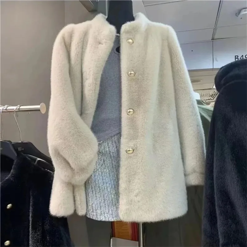 Manteau en fourrure de vison pour femme, veste en fourrure One Mao Mao, pardessus en peluche pour femme, tempérament coréen, automne, hiver, nouveau