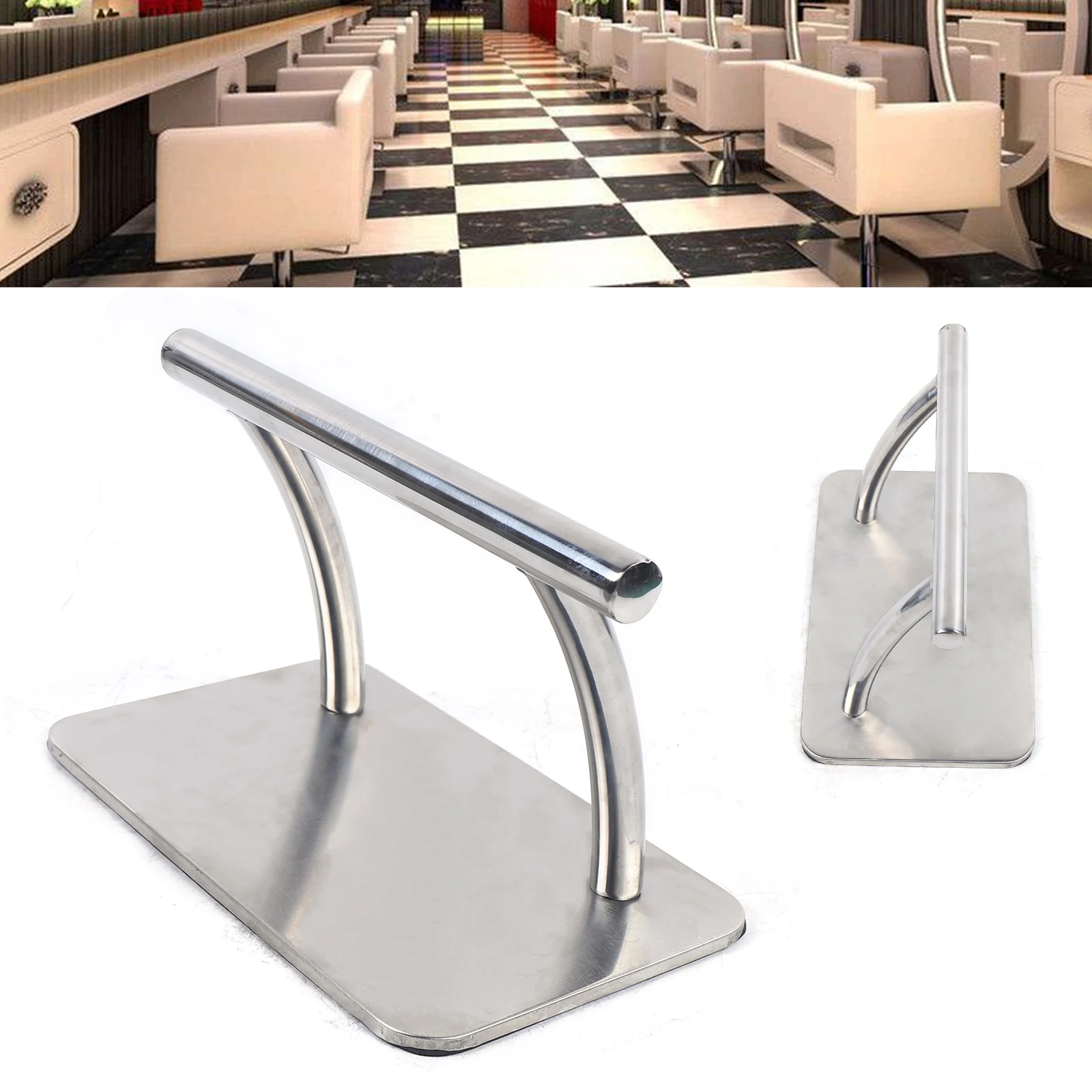 Reposapiés de acero inoxidable para silla de peluquería, reposapiés para salón de belleza, accesorios de Pedal, taburete para barbería