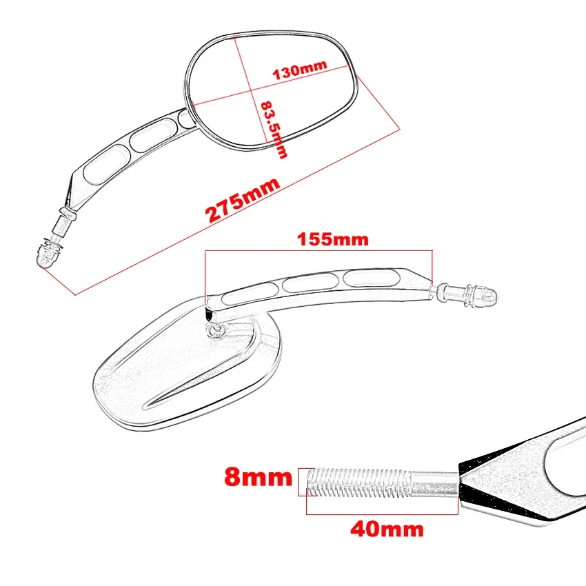 8mm Black Motorcycle Rear View Side Mirrors for Harley Road King Touring XL 883 Sportster Fatboy Dyna FXDF FLSTF Softail V-ROD