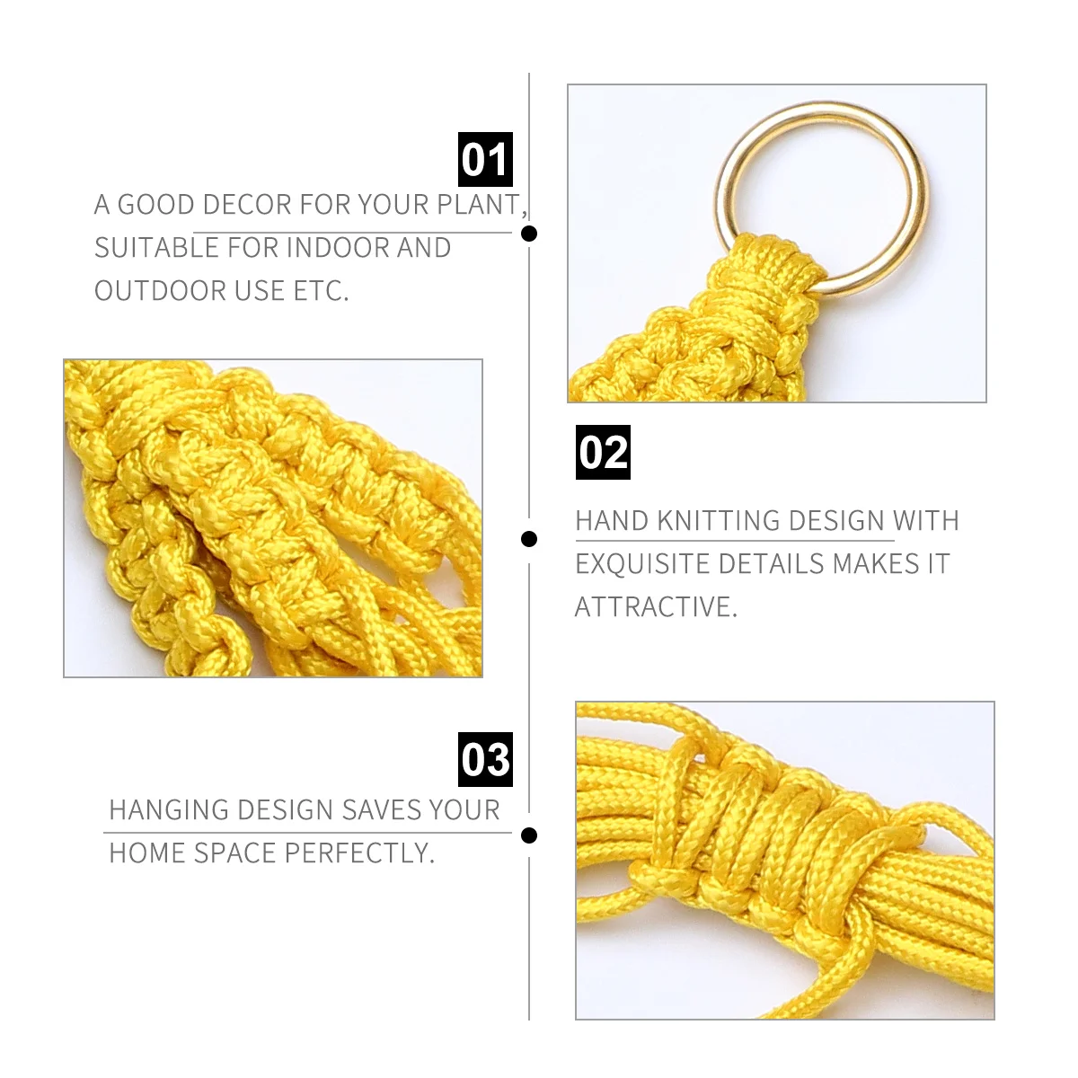 

1Pcs Attractive Cotton Hanging Basket Net Hemp Rope Plant Hanger Net Easy Install Space Saving Decor for Home Balcony Gardens