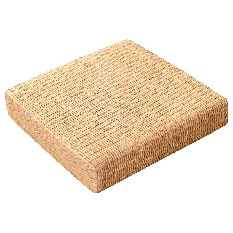 

Thickened straw futon square household outdoor kneeling cushion summer lazy living room pad woven seat cushion Japanese round