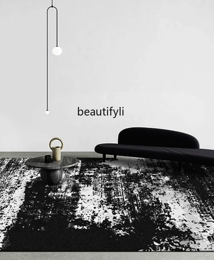 Abstract carpet living room light luxury high-grade black industrial style sofa coffee table floor mat bedroom bedside blanket