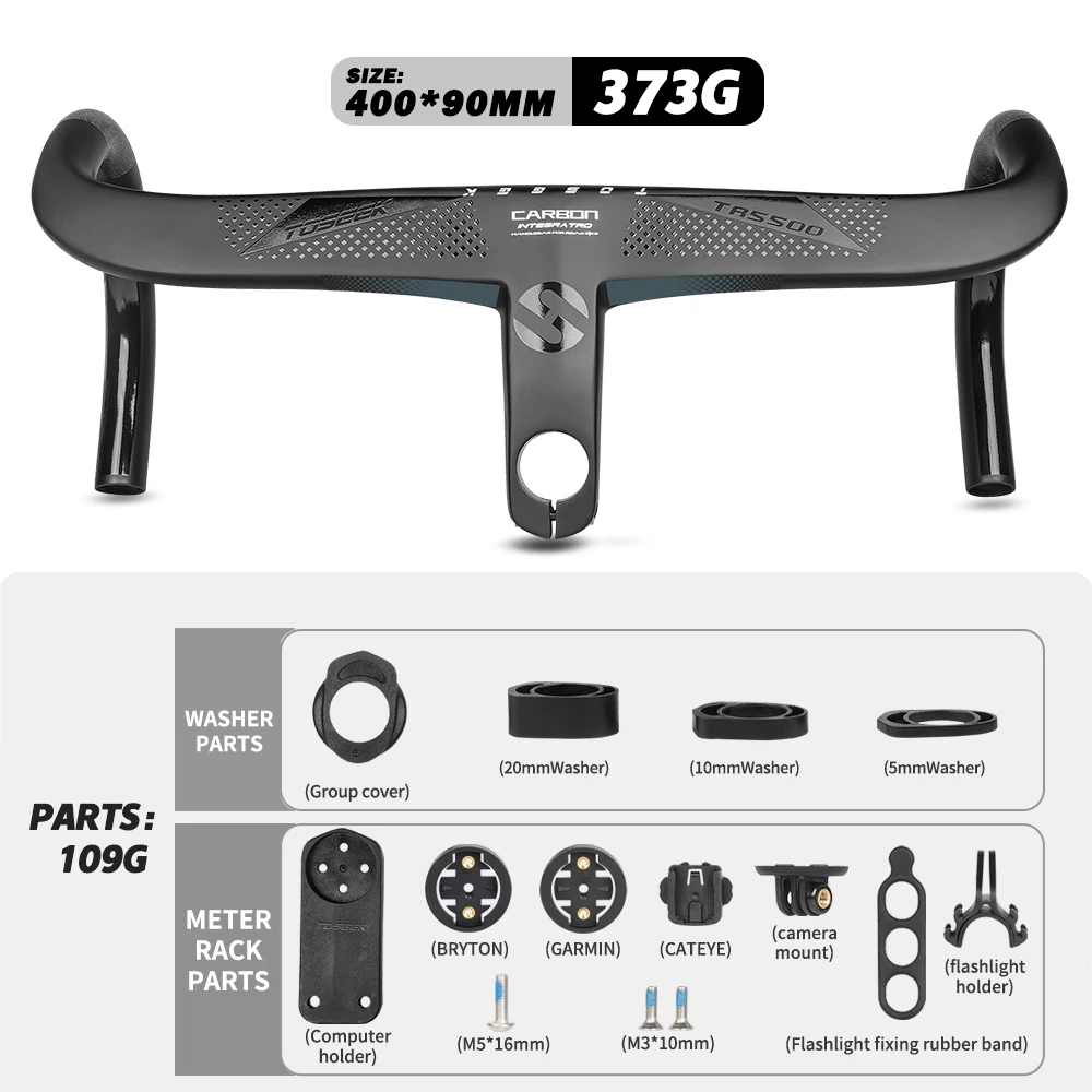 TOSEcavium-Guidon de vélo en carbone T800, route intégrée, TR5500, 28.6mm, support d\'ordinateur de vélo