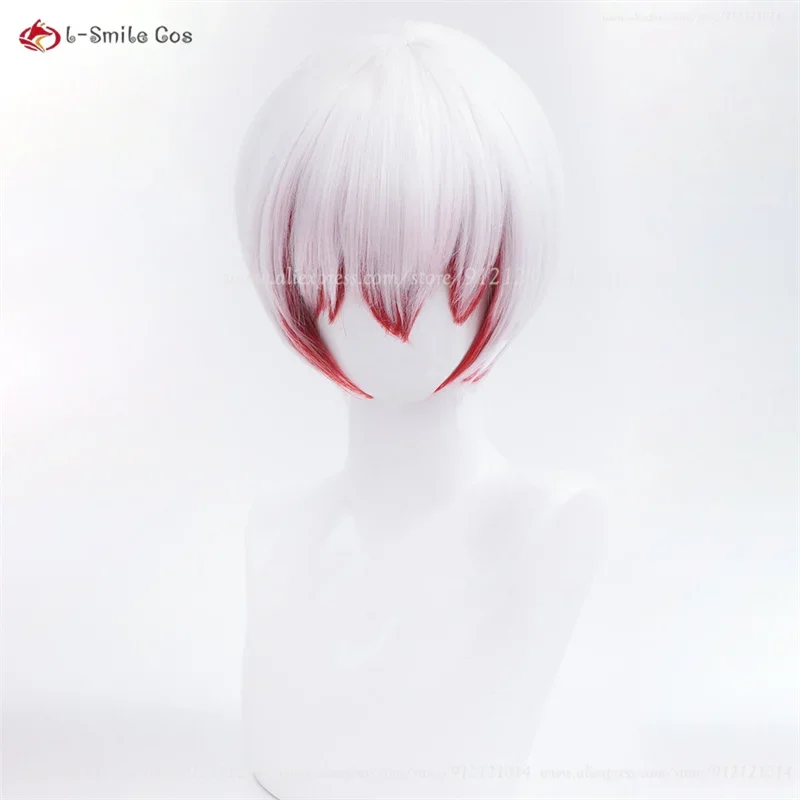 Anime Bungo Stray Dogs Saigiku Jono Cosplay Wig White Red Gradient Wigs Earrings Heat Resistant Hair Party Anime Wigs + Wig Cap