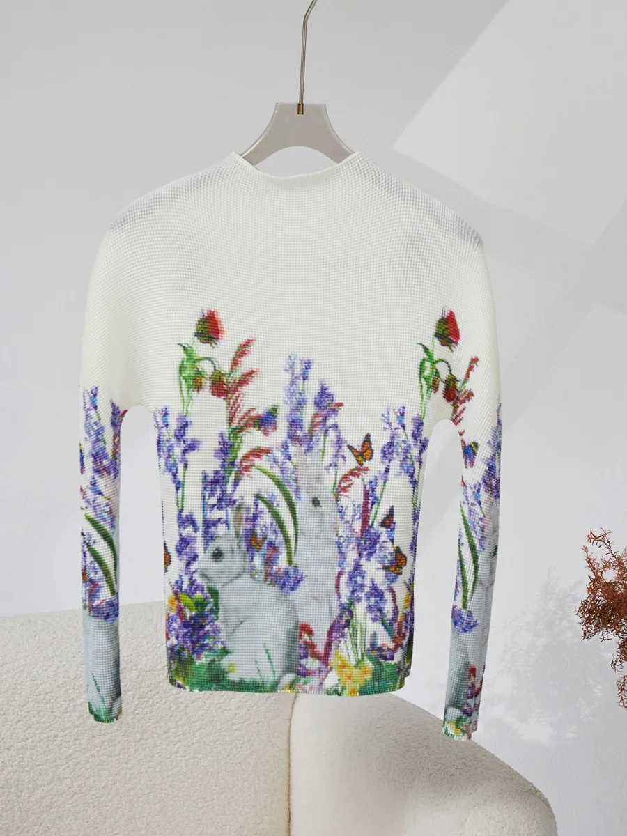 Traje informal de alta calidad para mujer, Falda plisada y Top estampado elástico, traje largo y elegante de tres piezas