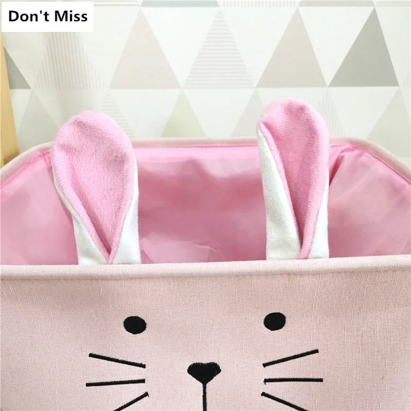 Cute Pink Folding Laundry Basket For Kids Toy Book Storage Basket Sundries Clothes Organizer Storage Box Home Container Barrels