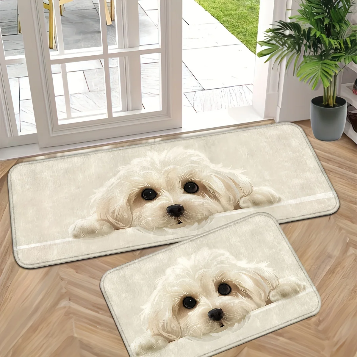 

Christmas Maltese Dog Pattern Bathroom Anti-silp Doormat Suitable for Living Room Decorative Accessories Pad Kitchen Bedroom Rug