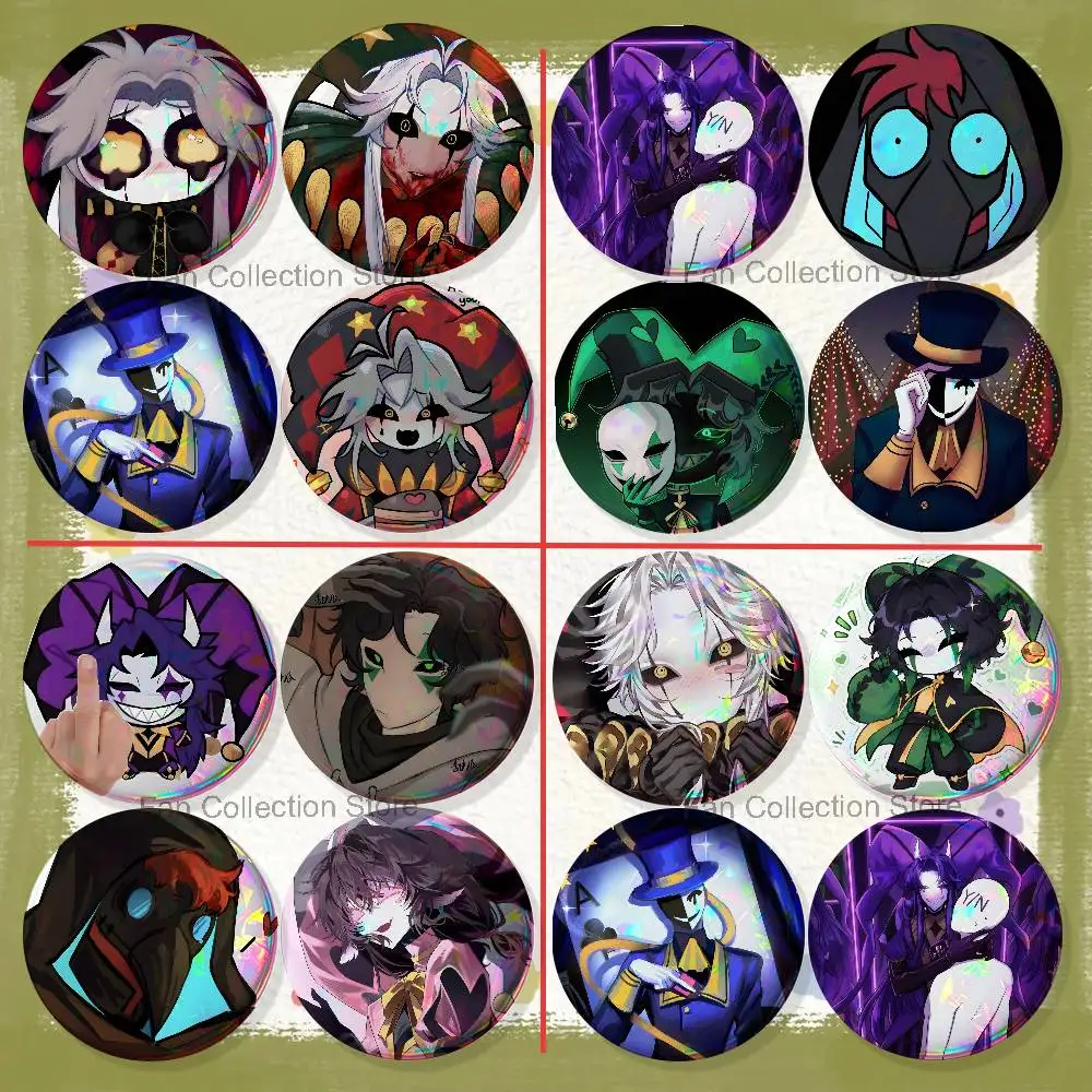 The F-Freak Circus Brooches for Backpack Accessories 25,32,44,58,75mm Round Enamel Pins 4-piece set Cartoon Anime Badge