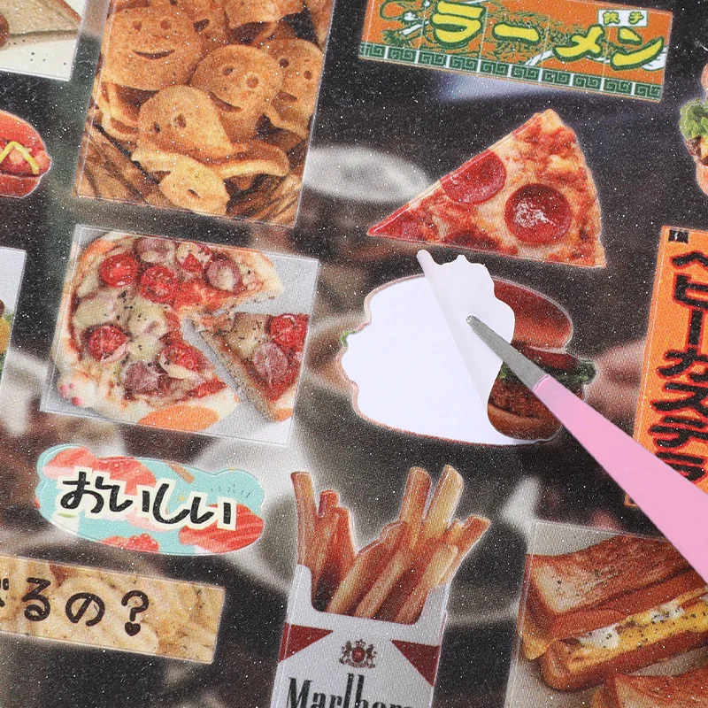 30sheets Kawaii Japanese Showa Cuisine Series Flash Film Die Cutting Sticker Book DIY Scrapbook Diary Album Aesthetic Stationery image 3