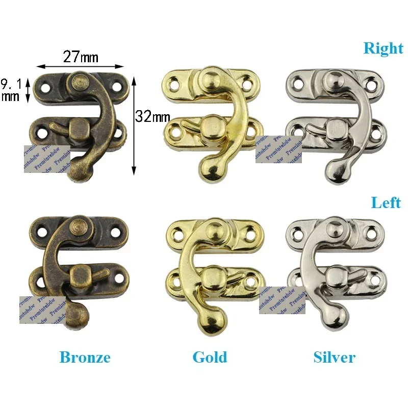 

200Pcs Swing Arm Hasp Latch Hook Catch Wooden Jewelry Chest Gift Wine Music Box Case Ox Horn Vintage Antique Bronze Gold Silver