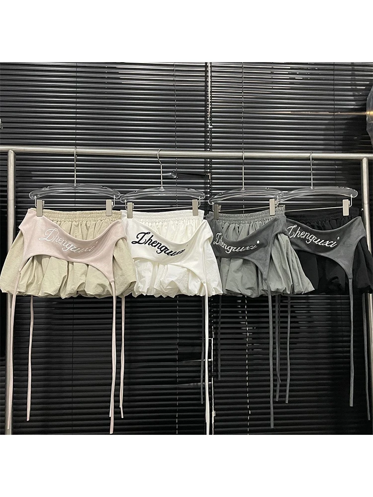 2000s short skirt A-line retro Y2K khaki skirt harajuku fashion hip hop Korean street clothing a-line skirt 2025 NEW