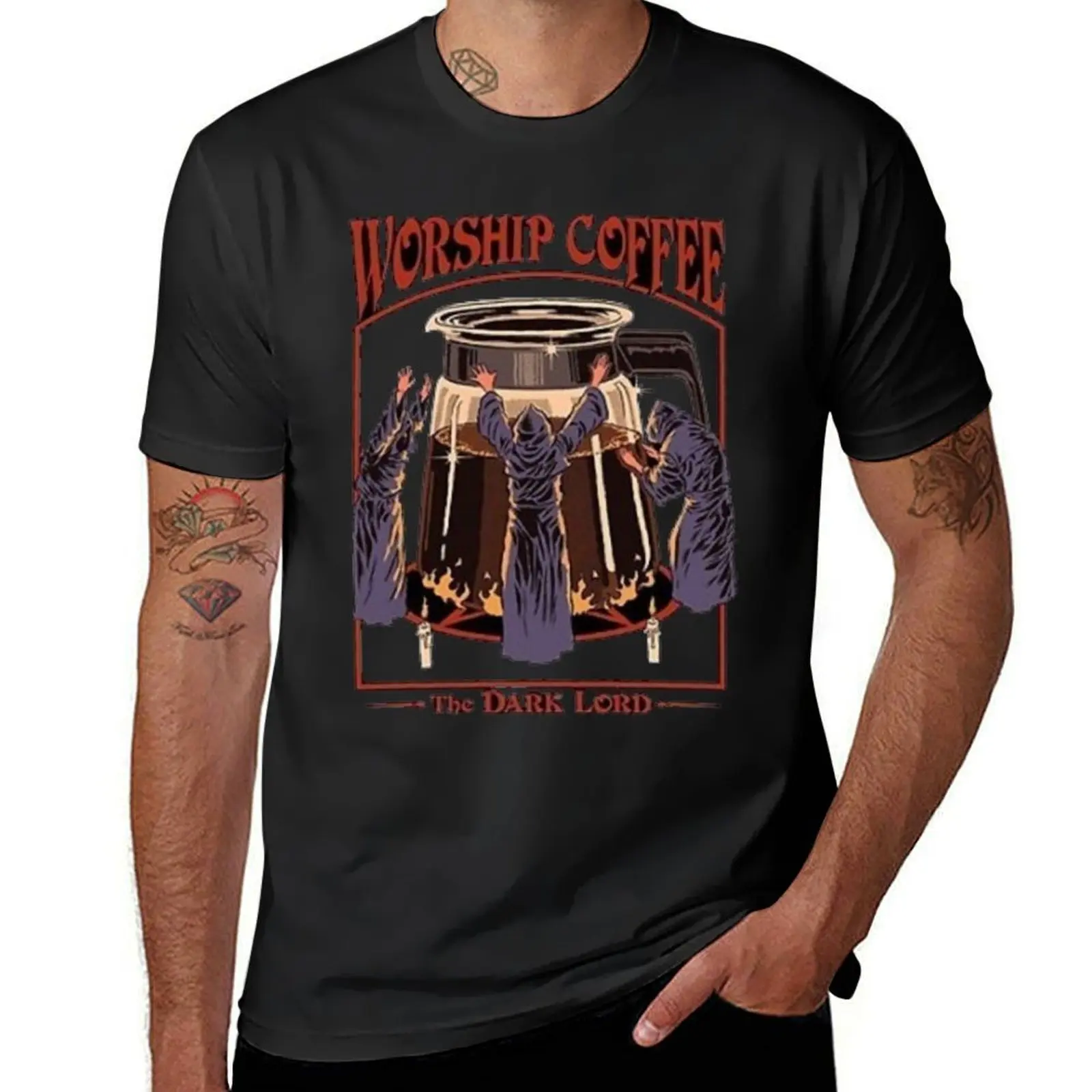 

Workship coffe the dark lord T-Shirt graphics plain T-shirts for men cotton