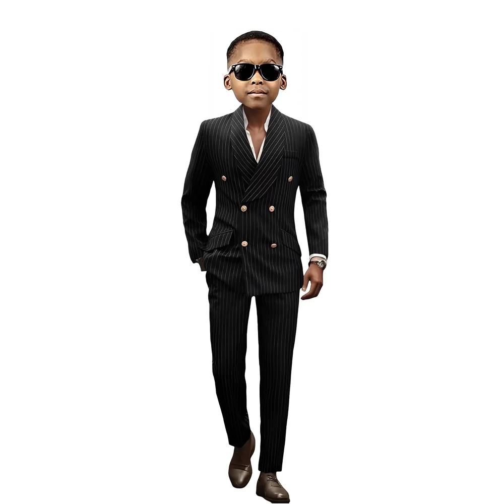 

Striped Suit for Boys 2-piece Formal Blazer Pants Wedding Children's Tuxedo Double-breasted Jacket 2-16 Years Old Custom Outfit