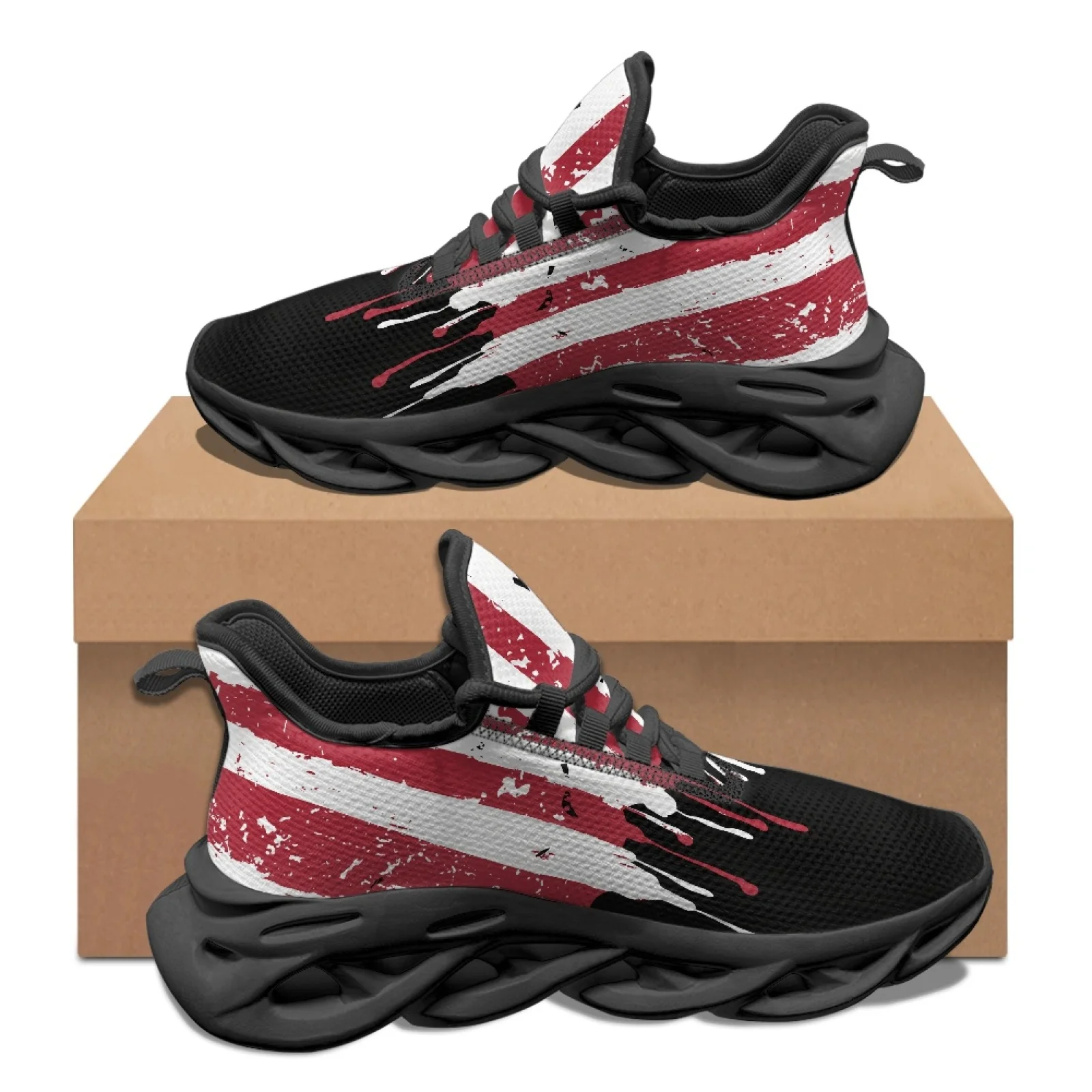 PENSTROLL American Flag Fashion Sneakers Sport Athletic Trainer for Men Breathable Men's Racing Shoes