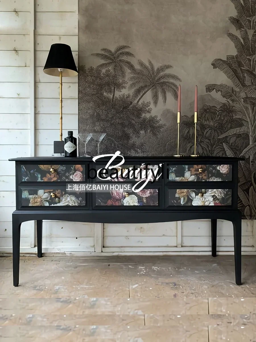 G Retro chest, hand-painted drawer type storage locker, living room foyer, French entrance cabinet