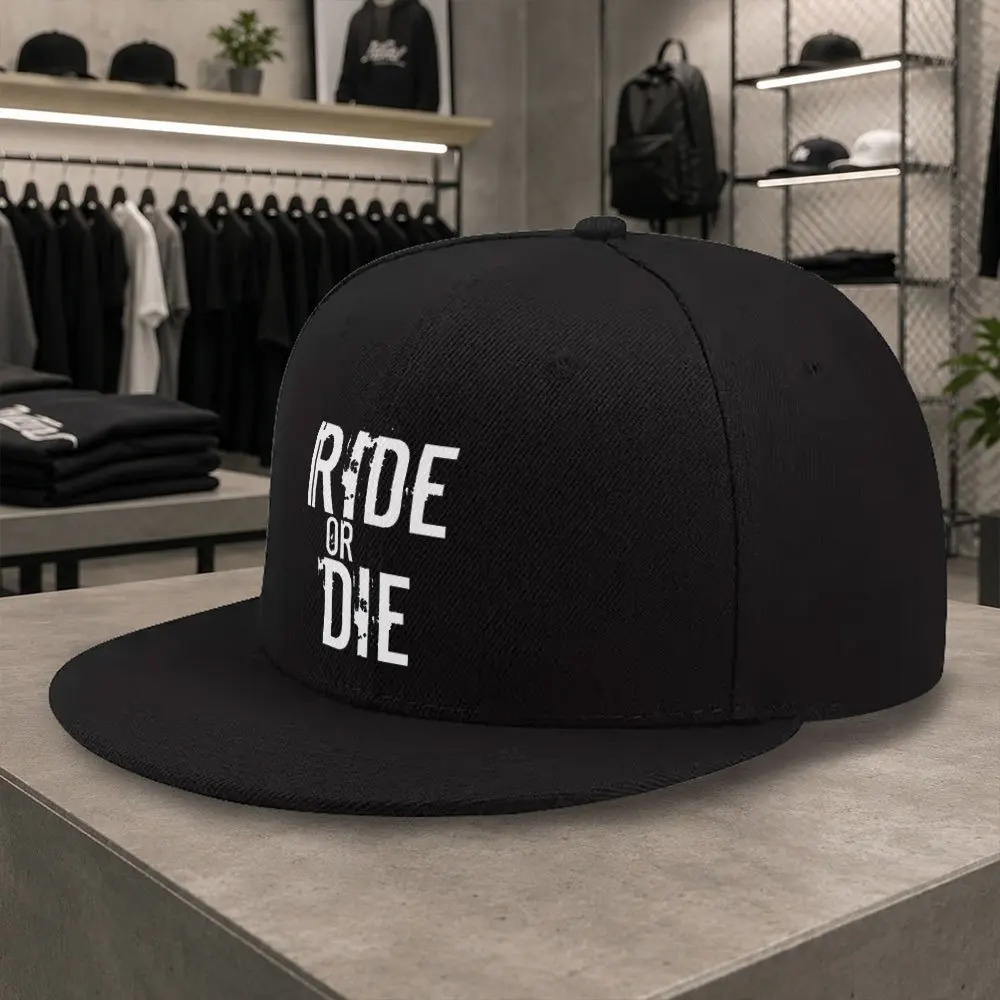 RIDE OR DIE Unisex Duckbill Baseball Cap with Iconic - Lightweight Flat Brim Hip-Hop Hat Suitable for Streetwear, Outdoor,, Chri