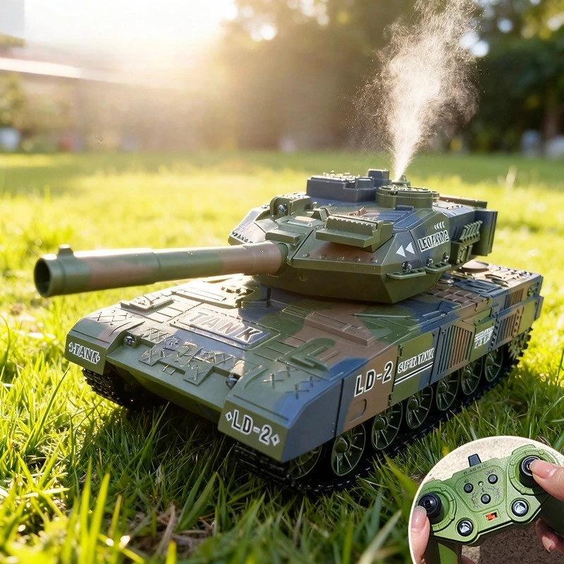 11CH RC Tank Shoot Bullet Smoking Remote Control Electronic Tank Vibrate Recoil With Sound LED USB Charge Military War Game toy