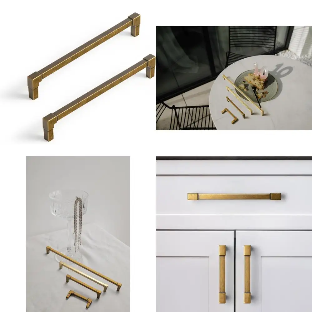 

Antique Brass Finish Zinc Alloy Cabinet Pulls, 7-1/2 Inch Hole Centers, Kitchen Drawer Handles, Traditional Style