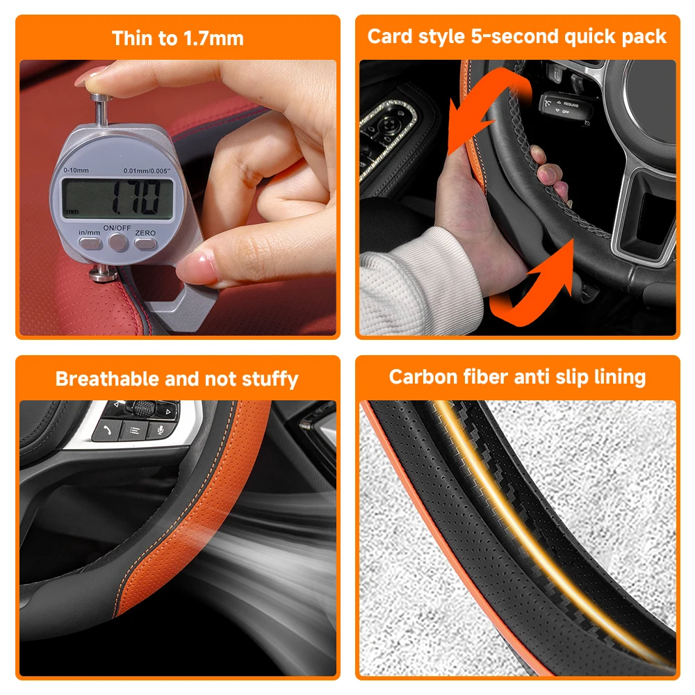 For BMW F20 F10 F11 F25 F26 F30 F39 F48 E53 E36 E46 E90 E91 E60 E61 E70 E71 E83 E84 E87 E81 Car Steering Wheel Cover Accessories view 6