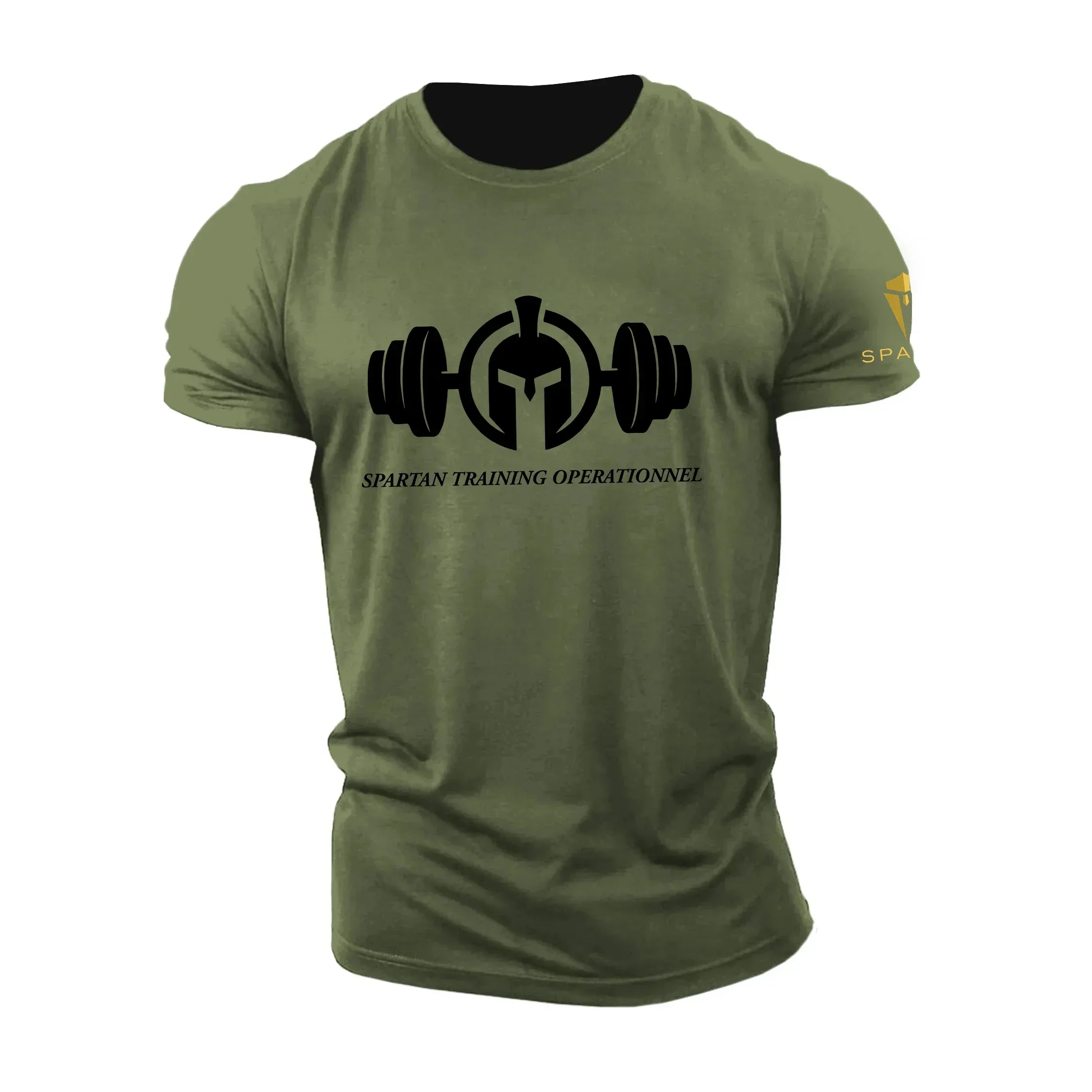 

2026Mens Quick Dry Spartan Graphic T Shirt Gym Workout Top Summer Oversized Fitness Tee Breathable Running Sportswear Activewear