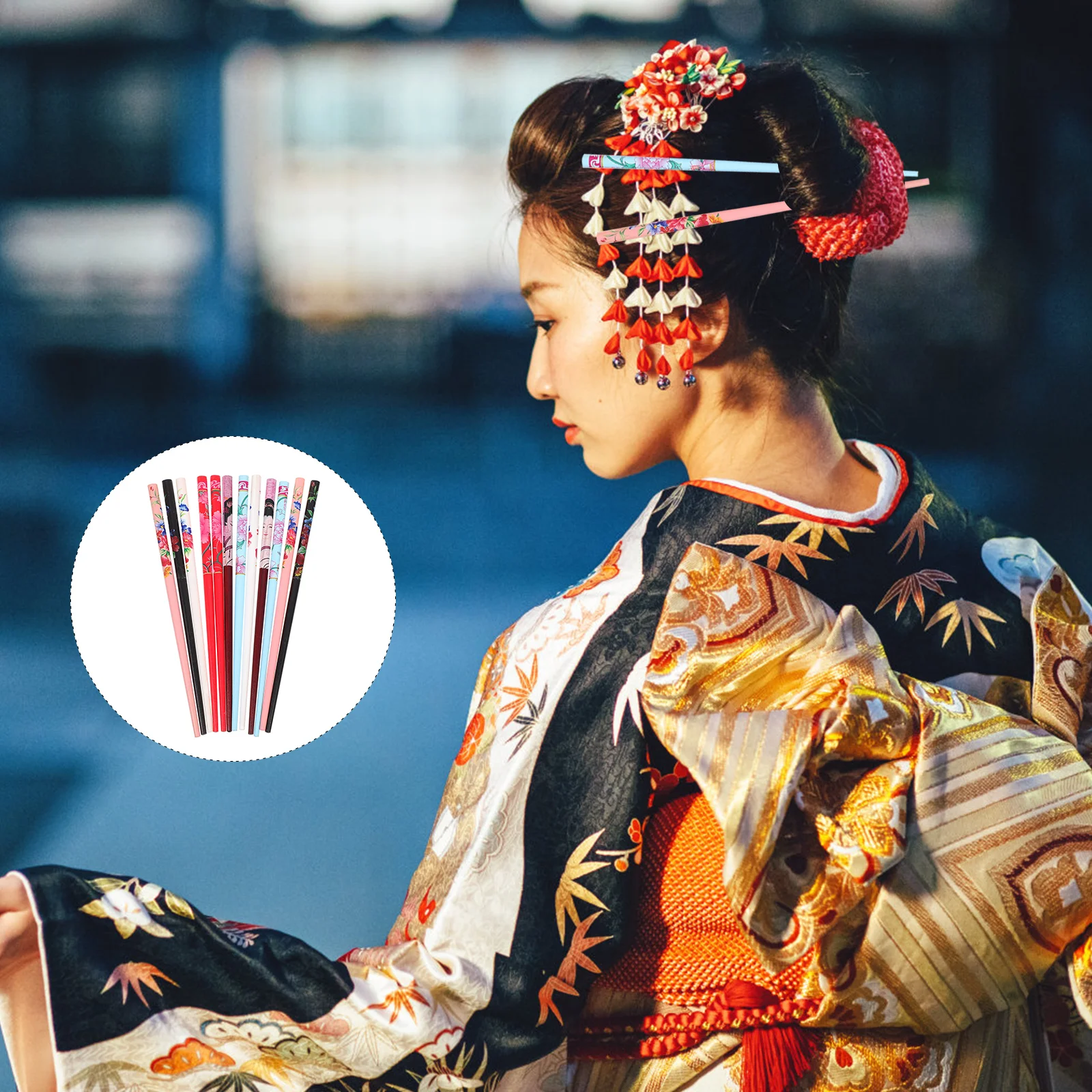 12 Pcs Long Hair Stick Pin Chopsticks for Claw Clips Girls Women Retro Headdress Chinese All-match Miss