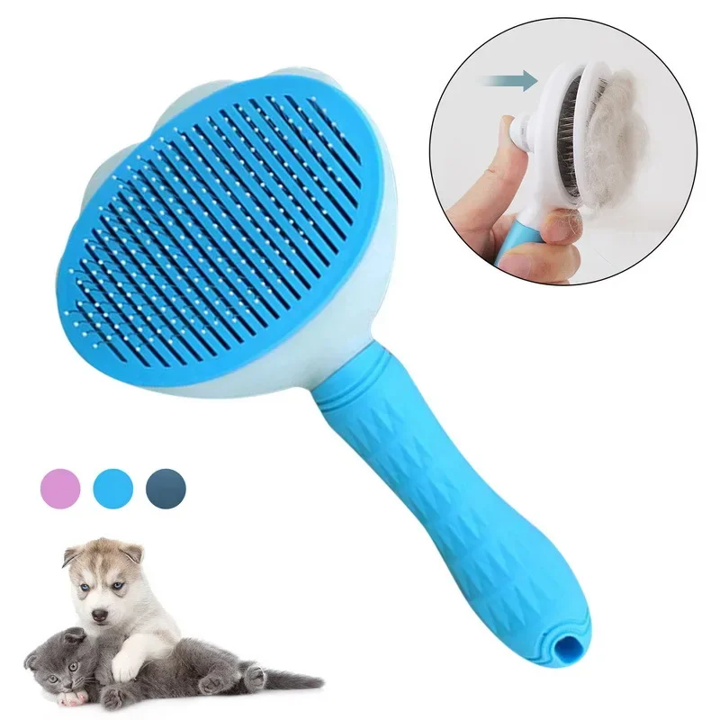 Cat Comb Brush Pet Hair Removes Comb For Cat Dog Pet Grooming Hair Cleaner Cleaning Pet Dog Cat Supplies Self Cleaning Cat Brush