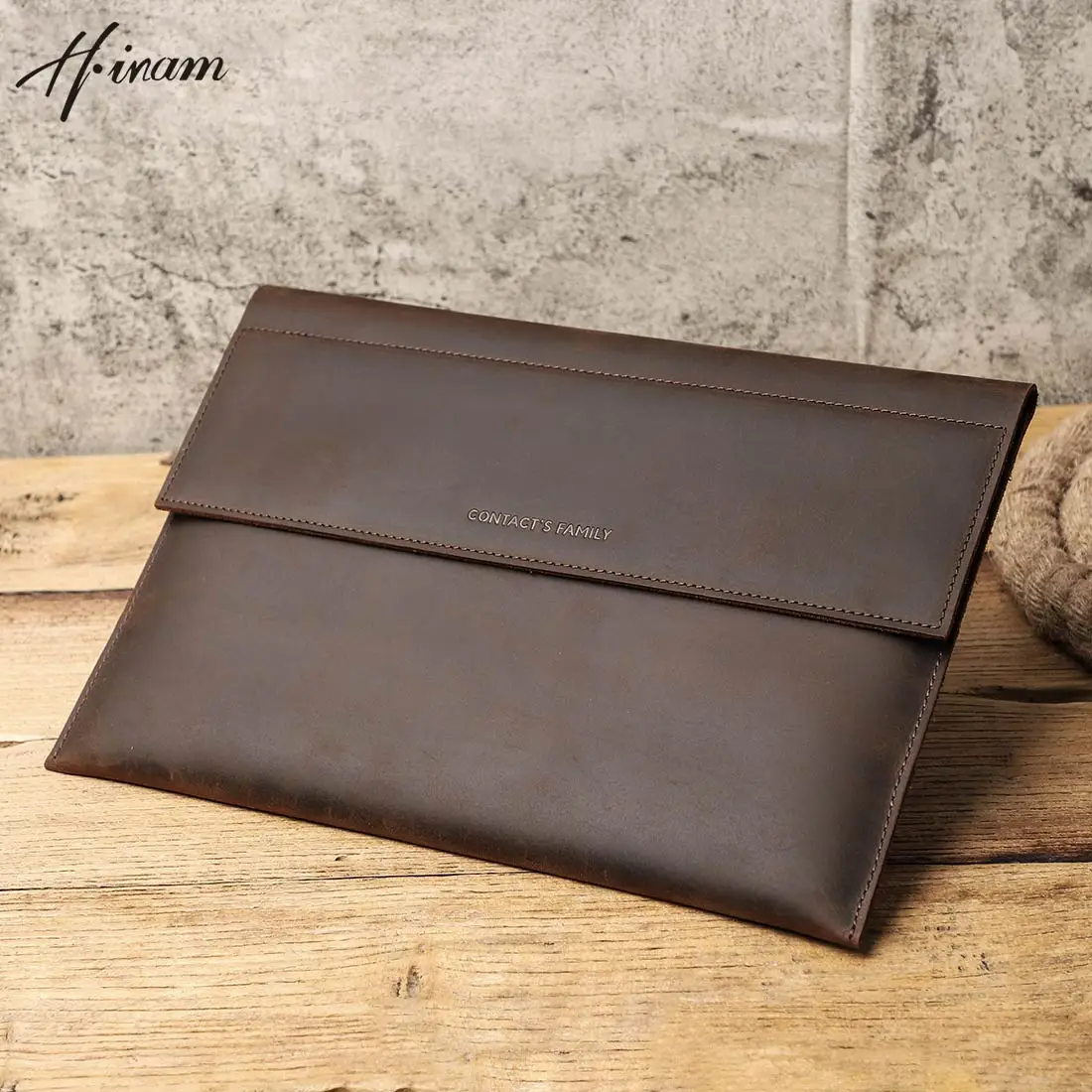 Genuine Leather Sleeve Bag For Macbook Air 13 2018-2024 Macbook Pro 14 Pro 13 2016-2024 Laptop A4 Document Case Briefcase