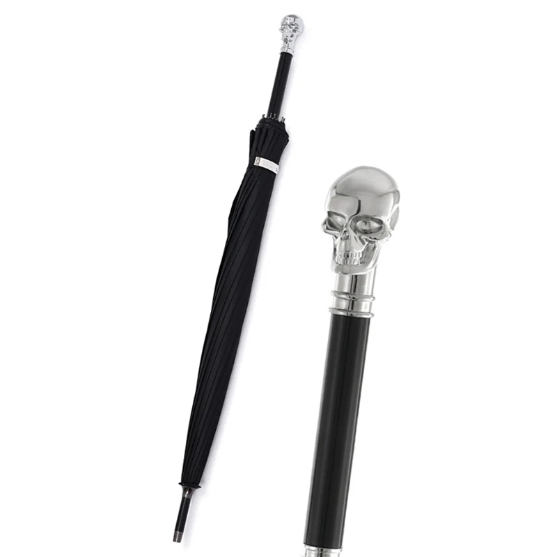 

Зонт Silver Skull, 16 спиц, персонализированный, креативный, с длинной ручкой, для мужчин и женщин, подходит для дождливой и солнечной погоды