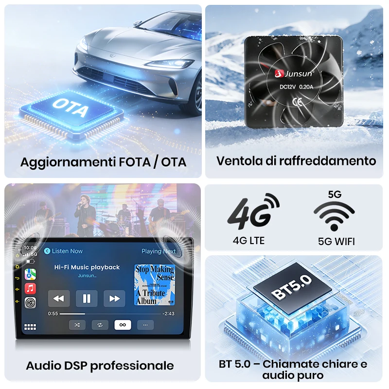 Junsun para Fiat 500X 2014-2020 9 Pulgadas 4GB 64GB Android 13 Auto Radio GPS Navegación Carplay Radio Coche DSP Bluetooth FM Soporte Control Volante USB AUX Entrada Listo Cámara Retroceso Video 1080P Pantalla Dividida Plug and Play