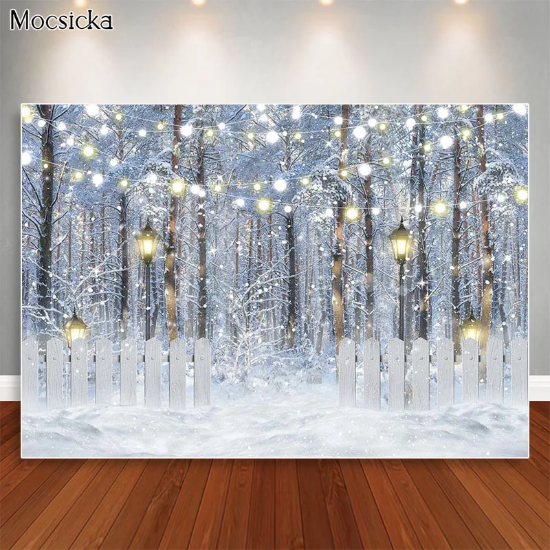 Christmas Backdrop Xmas New Year Winter Forest Photography Background for Kids Newborn Pine Snowy Photo Props Studio Booth