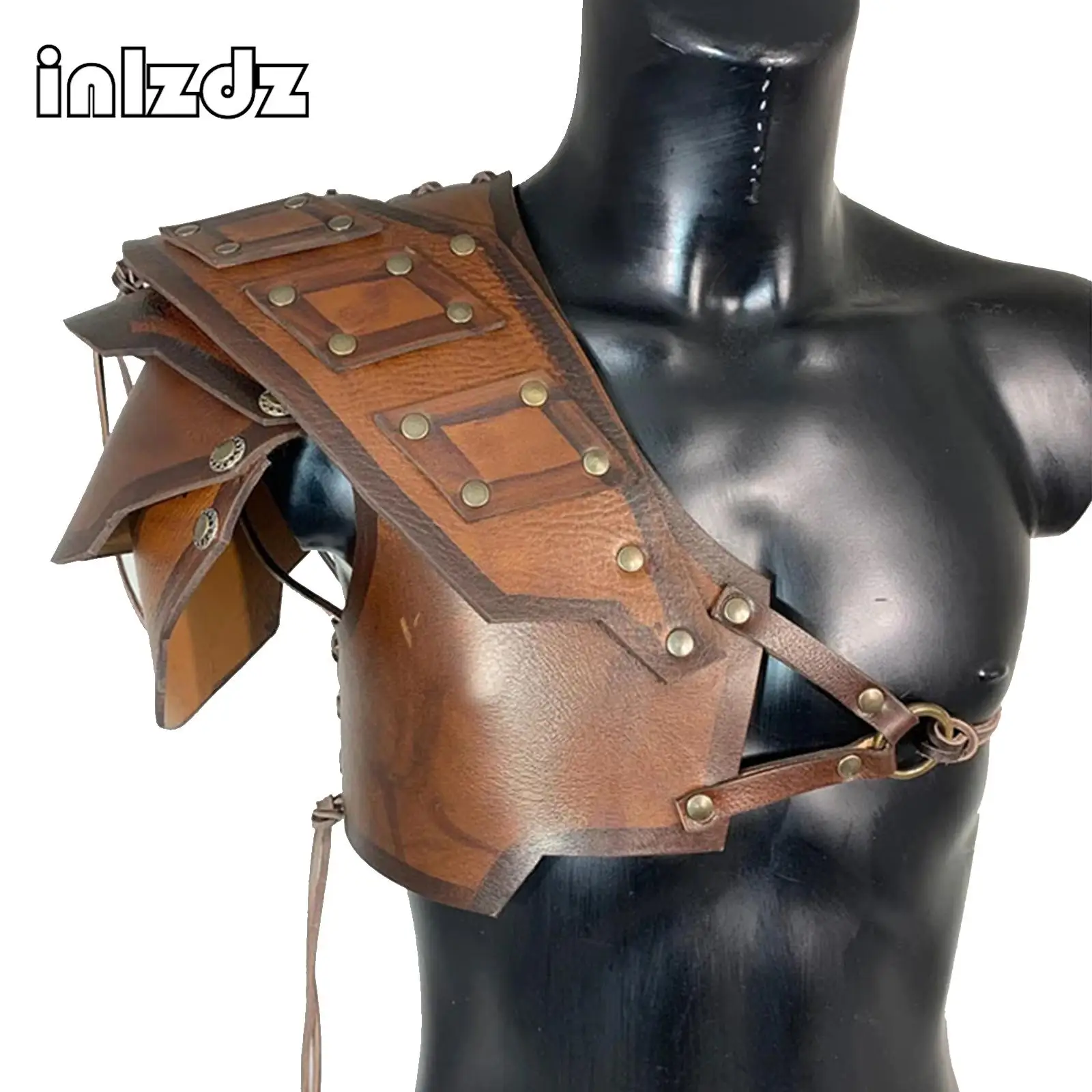 

Faux Leather Steampunk Harness Medieval Roman Gladiator Shoulder Armor Viking Knight Warrior Pauldrons Halloween Cosplay Costume