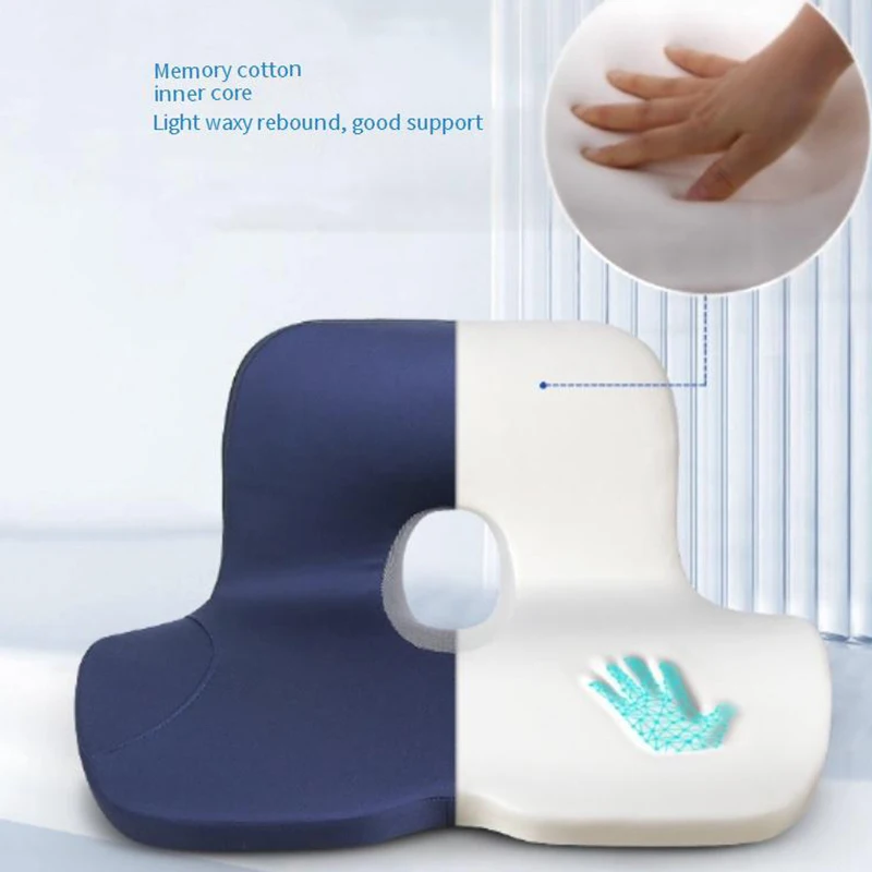 Memory Foam Seat Cushion Anti-Slip Bottom Pressure-Reducing Hip Waist Support L-Shaped Chair Seat for Car Office Workers