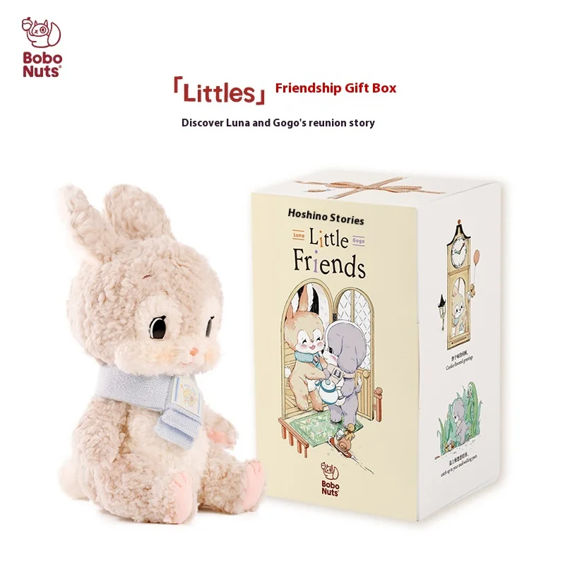 Echtes Bobonuts Little Luna Plüschtier, beruhigende gefüllte Kaninchenpuppe für Säuglinge und Mütter, 19 cm, weicher Stoff, ungiftiges Material