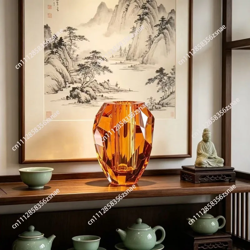 Nordic style cut crystal vase multi-faceted refraction texture art home decoration flower pot flower ware ornament