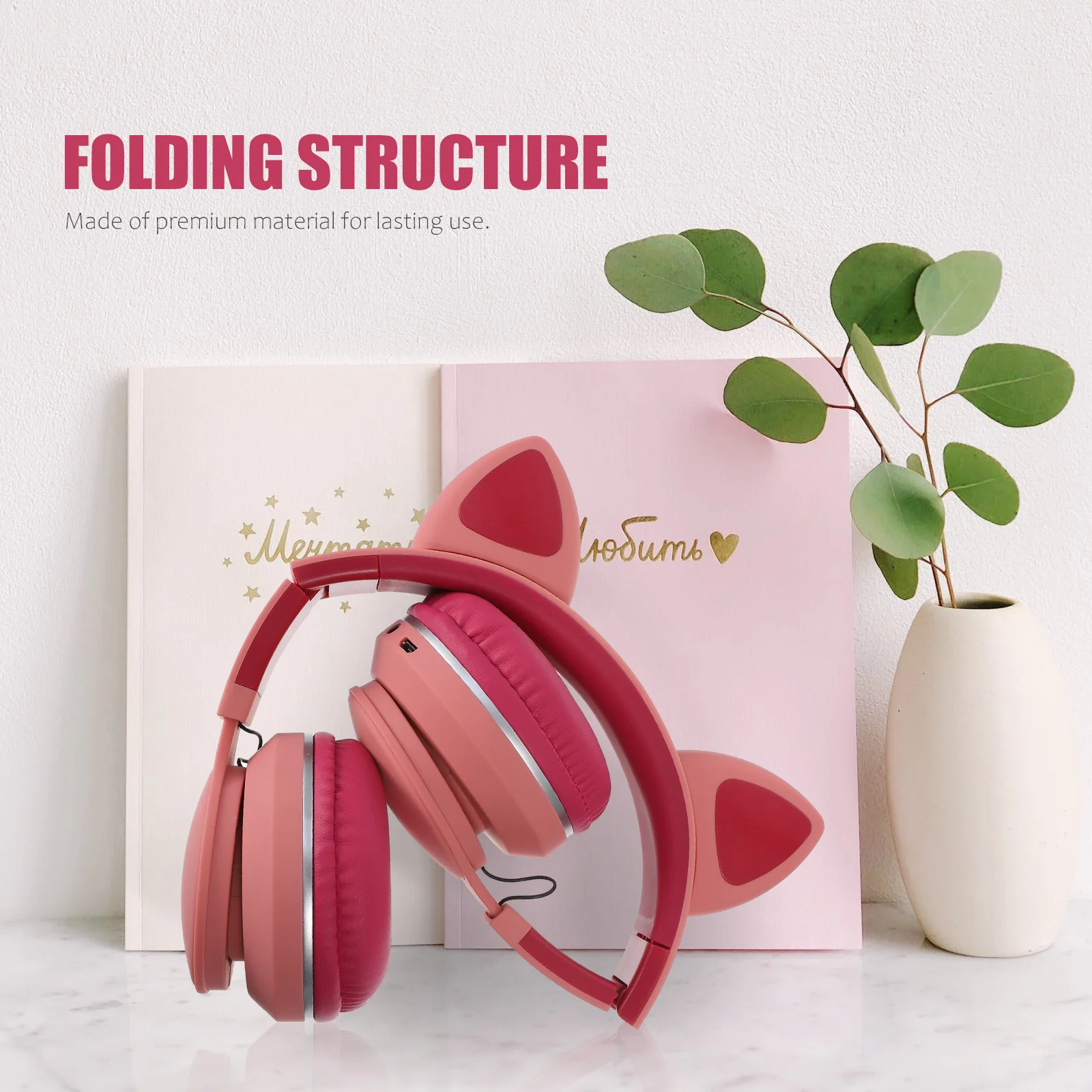 

1Pcs Cartoon Cat Ear Headset Wireless Flashing LED Adjustable Headphones for Children Students Cat Ear Headset