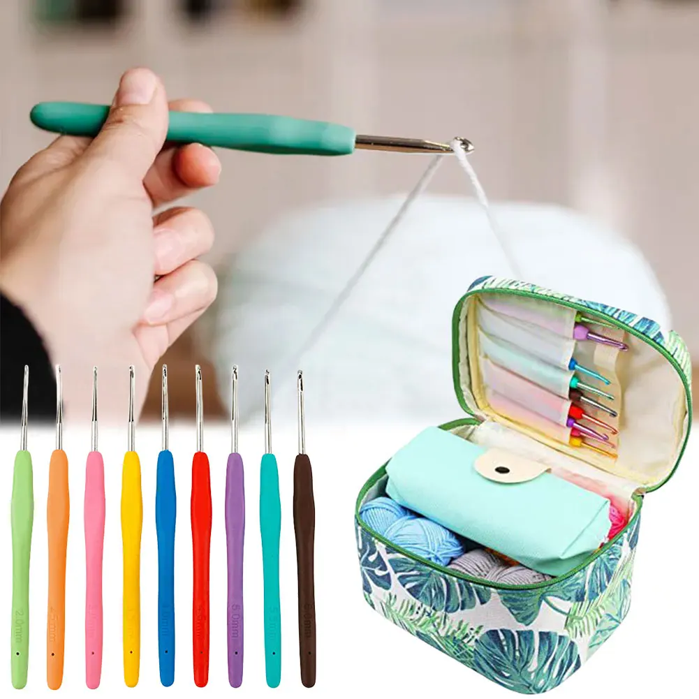 87Pcs Crochet Hooks Kit with Case Crochet Needles Weave Yarn Kit Ergonomic Handle Hand Knitting Art Tools for Adults & Kids