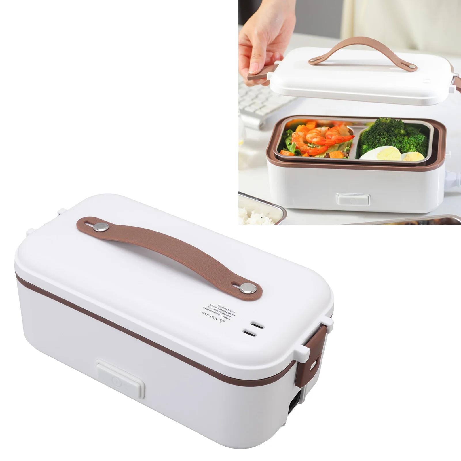 กล่องข้าวกลางวันไฟฟ้าแบบพกพา300วัตต์ความจุสูงกันน้ำแบบพกพาทำความร้อนเร็ว1ชั้นกล่องข้าวกลางวันไฟฟ้า0.4L สำหรับสำนักงาน