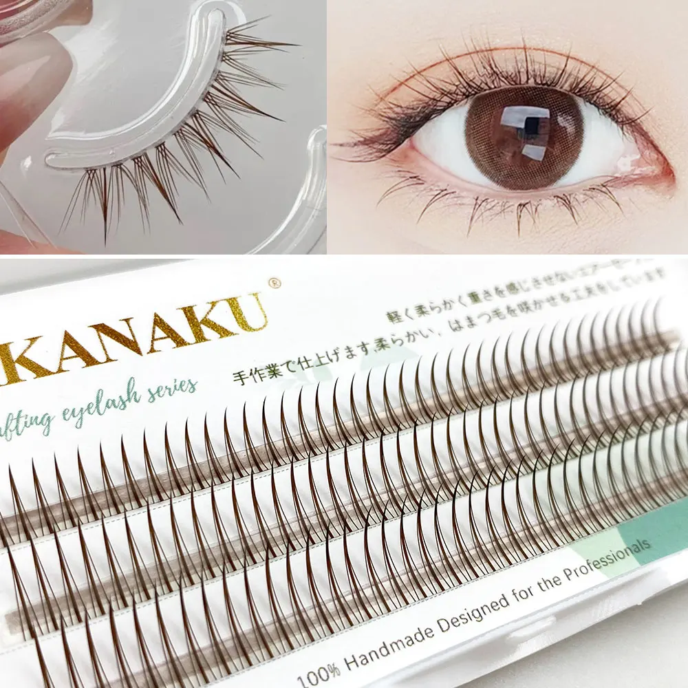 LAKANAKU New Trend Brown Spikes Individual Eyelash Extension Wispy Fairy Eyelashes Extensiones Makeup